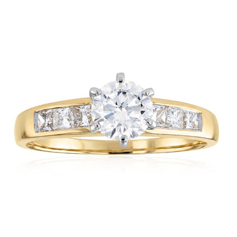 Luminesce Lab Grown 1.5 Carat Diamond Ring with 1 Carat Centre Diamond in 9ct Yellow Gold