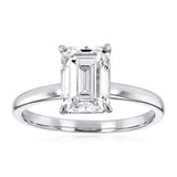Lumiensce Lab Grown 1.70 Carat Diamond Emerald Solitaire Ring in Sterling Silver
