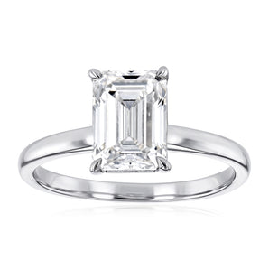 Luminesce Lab Grown 1.70 Carat Diamond Emerald Solitaire Ring in Sterling Silver