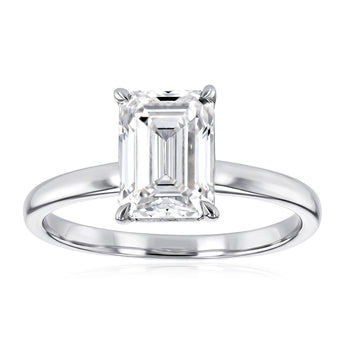 Lumiensce Lab Grown 1.70 Carat Diamond Emerald Solitaire Ring in Sterling Silver