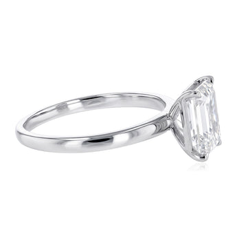 Lumiensce Lab Grown 1.70 Carat Diamond Emerald Solitaire Ring in Sterling Silver