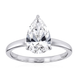 Lumiensce Lab Grown 1.7 Carat Diamond Pear Solitaire Ring in Sterling Silver