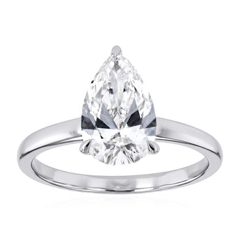 Lumiensce Lab Grown 1.7 Carat Diamond Pear Solitaire Ring in Sterling Silver
