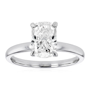 Luminesce Lab Grown 1.70 Carat Diamond Elongated Cushion Solitaire Ring in Sterling Silver