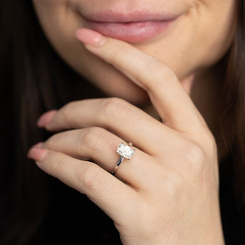 Luminesce Lab Grown 1.70 Carat Diamond Elongated Cushion Solitaire Ring in Sterling Silver