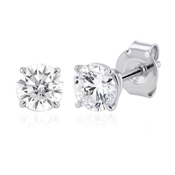 Luminesce Lab Grown 1 Carat Diamond Solitaire Stud Earrings in Sterling Silver