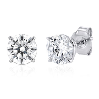 Luminesce Lab Grown 2 Carat Diamond Solitaire Stud Earrings in Sterling Silver