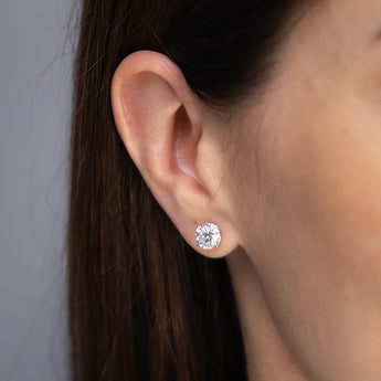 Luminesce Lab Grown 3 Carat Diamond Solitaire Stud Earrings in Sterling Silver