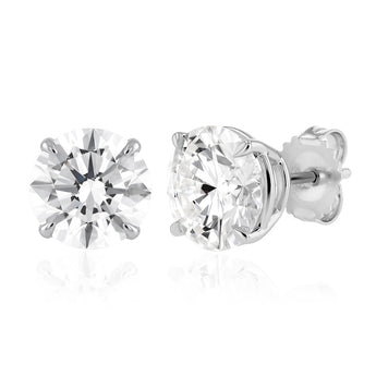 Luminesce Lab Grown 6 Carat Diamond Solitaire Stud Earrings in Sterling Silver