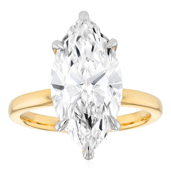 Luminesce Lab Grown 5 Carat Diamond Marquise Solitaire Ring in 9ct Yellow Gold