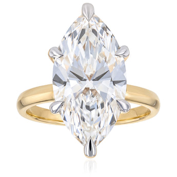 Luminsesce Lab Grown 8 Carat Diamond Marquise Solitaire Ring in 9ct Yellow Gold