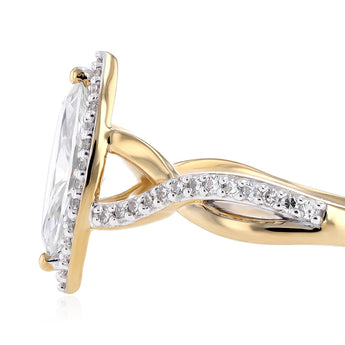 Luminesce Lab Grown 1 Carat Diamond Halo Ring in 9ct Yellow Gold