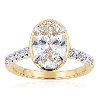 Luminesce Lab Grown 2.7 Carat Diamond with Oval Centre Bezel Ring in 9ct Yellow Gold