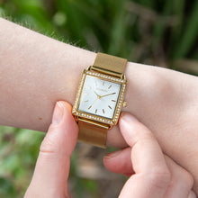 Load image into Gallery viewer, Ellis &amp; Co Jayde Stone Set Gold Tone Stainless Steel Womens Watch