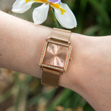 Load image into Gallery viewer, Ellis &amp; Co Jayde Stone Set Rose Gold Tone Stainless Steel Womens Watch