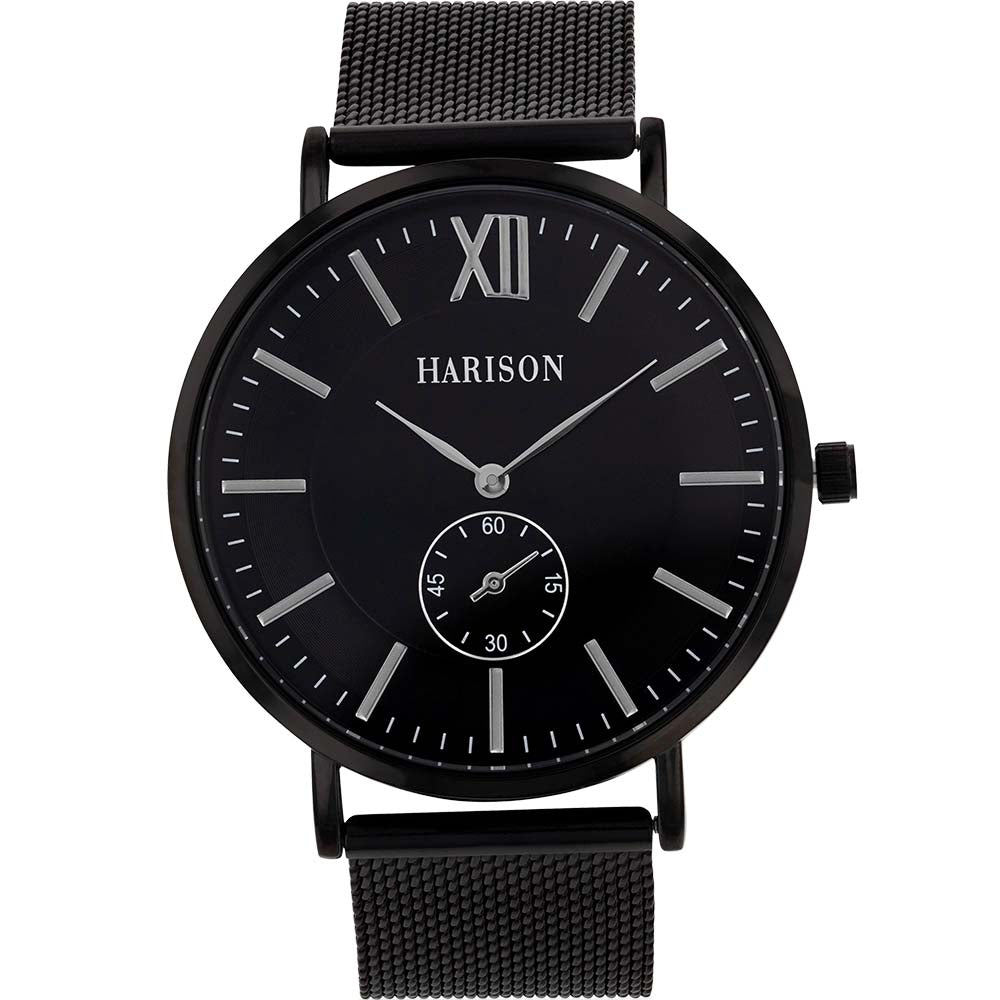 Harison Black Stainless Steel Mesh Watch