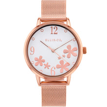 Load image into Gallery viewer, Ellis &amp; Co &#39;Bloom&#39; Stainless Steel Mesh Womens Watch