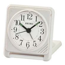 Load image into Gallery viewer, Seiko QHT017-W White Marble Tone Table Alarm Clock