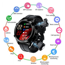 Load image into Gallery viewer, Active Pro Smart Watch with Built-in Bluetooth Earbuds - Black