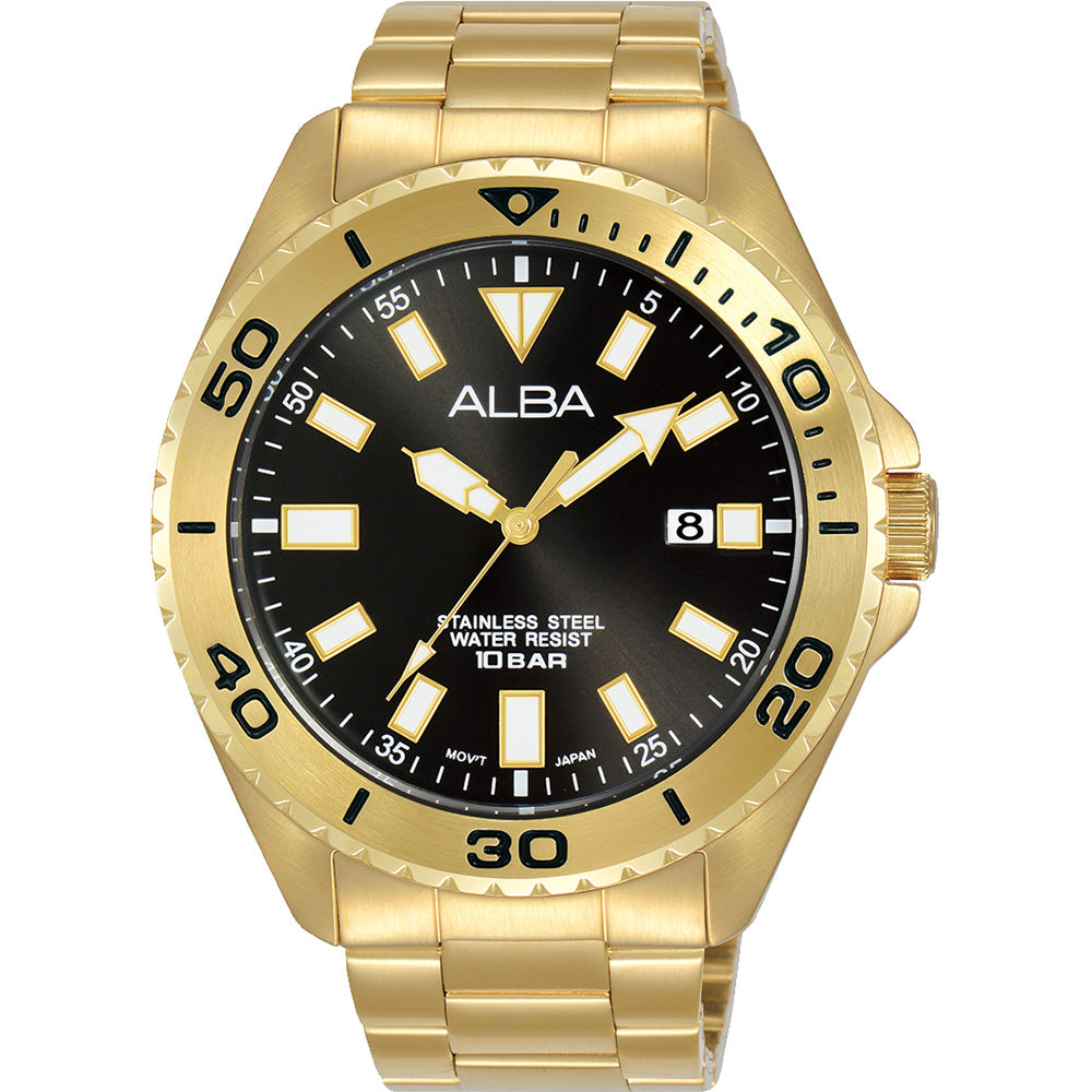Alba AS9Q38X Active Gold Tone Stainless Steel Mens Watch