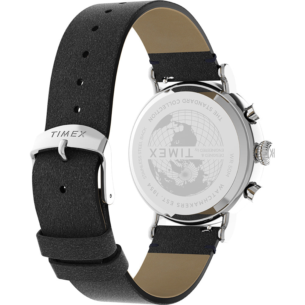 Timex TW2V71100 Chronograph Black Leather Mens Watch