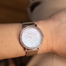 Load image into Gallery viewer, Ellis &amp; Co &#39;Sena&#39; Butterfly Dial Rose Stainless Stell Mesh Bracelet