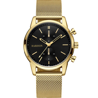 Harison Black & Gold Watch  *Imitation Sub Dials