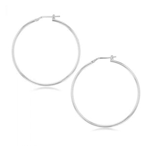 Sterling Silver Plain 40mm Hoop Earrings