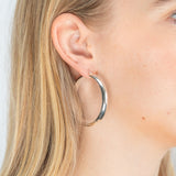 Sterling Silver 40mm Plain Half Round Hoop Earrings
