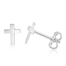 Load image into Gallery viewer, Sterling Silver Small Cross Stud Earrings