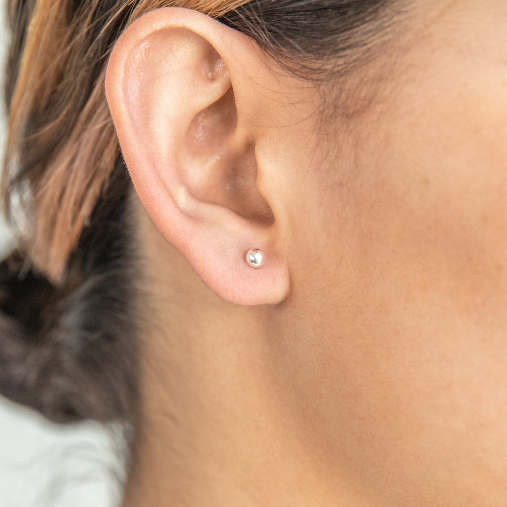 1 Pair Stainless Steel White Earrings Gold Small Stud Earrings Ear Piercing  | SHEIN South Africa