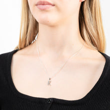 Load image into Gallery viewer, Sterling Silver Cubic Zirconia  Initial &quot;K&quot; Pendant