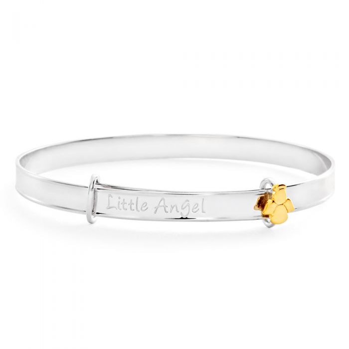 Sterling Silver Gold Plated Little Angel Expandable Baby Bangle
