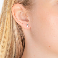 Load image into Gallery viewer, Sterling Silver Cubic Zirconia Moon and Star Stud Earrings