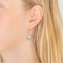Load image into Gallery viewer, Sterling Silver Flower Cut Out Patterned Drop Earrings