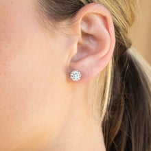 Load image into Gallery viewer, Sterling Silver Crystal White Ball Stud Earrings