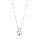 Sterling Silver Cubic Zirconia Solitaire Pendant Chain and Halo Ring Set