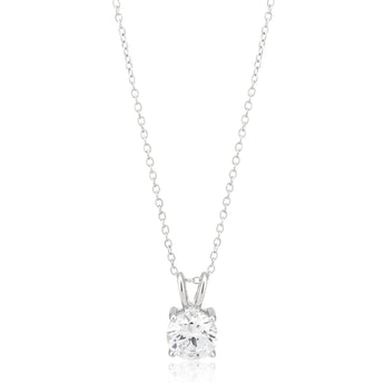 Sterling Silver Cubic Zirconia Solitaire Pendant Chain and Halo Ring Set