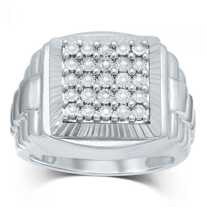 25 Diamonds Gents Ring in Sterling Silver