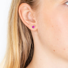 Load image into Gallery viewer, Sterling Silver Swarovski Fuchsia Crystal Stud Earrings