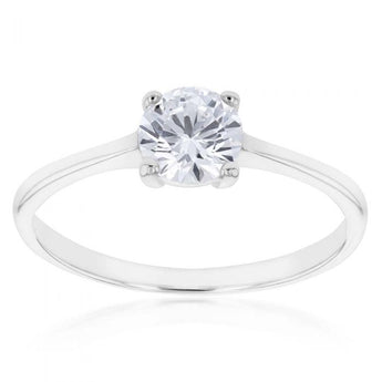 Sterling Silver 6mm 4 Claw Solitaire Zirconia Ring