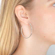 Load image into Gallery viewer, Sterling Silver 40mm Patterned Open Stud Back Hoops