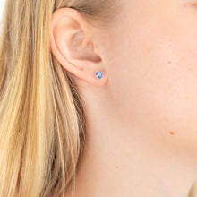 Load image into Gallery viewer, Sterling Silver 5mm Blue Zirconia Bezel Stud Earrings