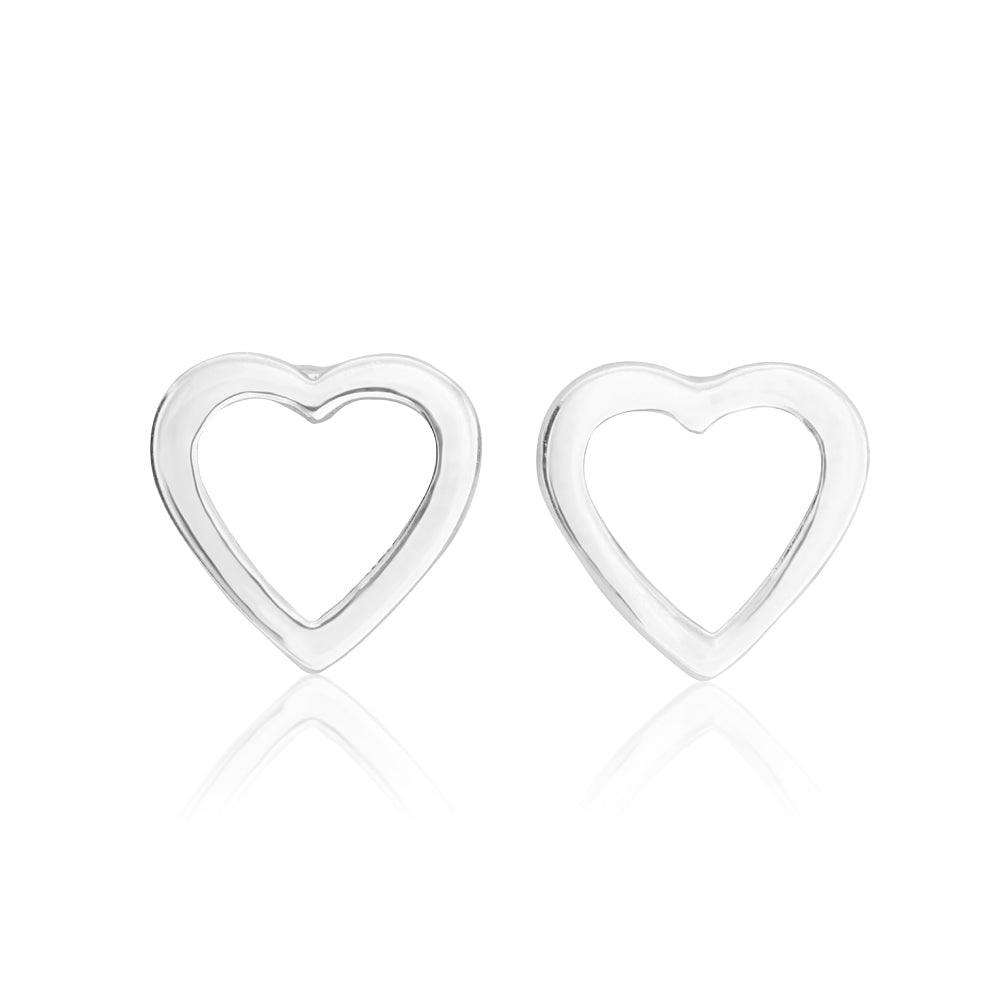 Sterling Silver Open Heart Stud Earrings Shiels Jewellers