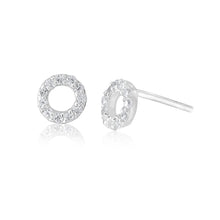 Load image into Gallery viewer, Sterling Silver Zirconia Open Round Stud Earrings
