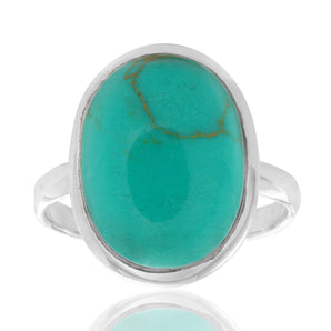 Sterling Silver Created Turquoise Large Oval Ring