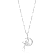 Load image into Gallery viewer, 45cm Sterling Silver Fairy on Crescent Moon Pendant on Sterling Silver Chain