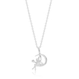 45cm Sterling Silver Fairy on Crescent Moon Pendant on Sterling Silver Chain