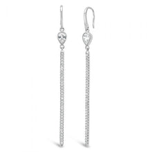 Load image into Gallery viewer, Sterling Silver Zirconia Pear and Bar Drop Earrings