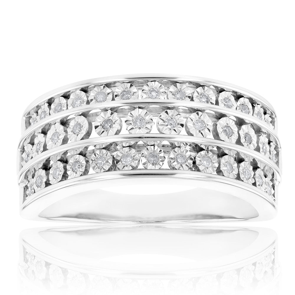 Sterling Silver 15 Points Diamond Dress Ring